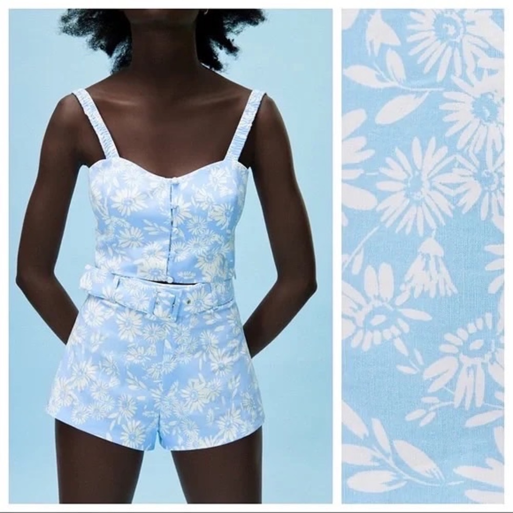 zara shorts and tank floral set size xs